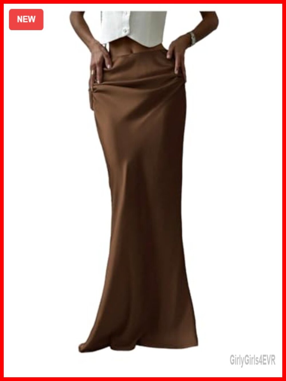 Women Satin Maxi Fishtail Skirt Low Rise Ruched Silky Cocktail Party Long